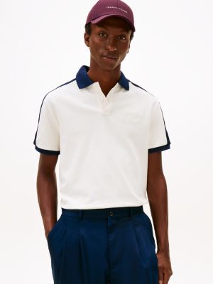 Contrast Mesh Pique Polo, Ivory Petal