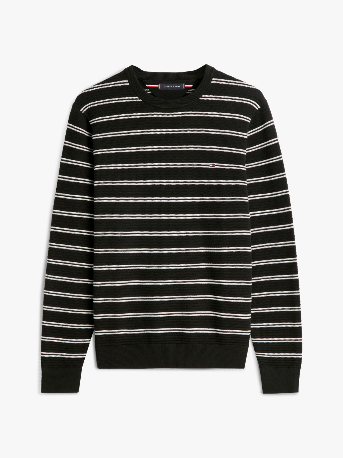 Textured Crewneck Sweater — Black Stripe