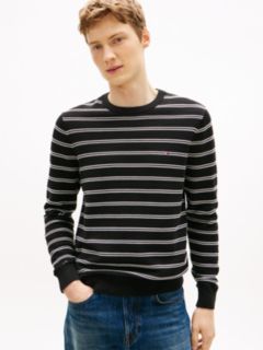 Textured Crewneck Sweater — Black Stripe 1