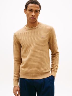 Textured Crewneck Sweater, Safari Canvas