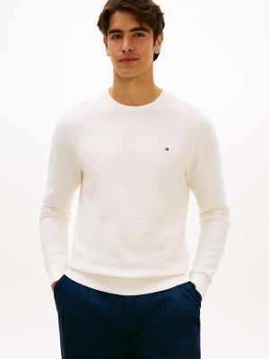 Textured Crewneck Sweater, Ivory Petal