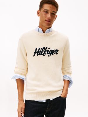 Intarsia Hilfiger Script Logo Sweater, Calico