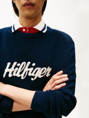 Intarsia Hilfiger Script Logo Sweater | Tommy Hilfiger