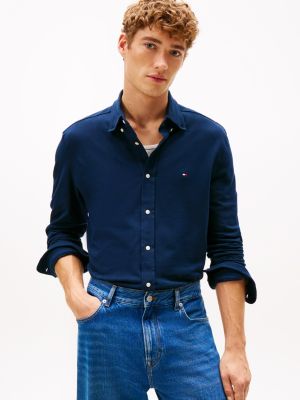 Regular Fit Lightweight Pique Knit Shirt, Navy