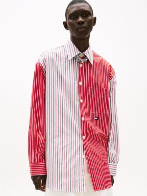 Oversized Fit Mix Stripe Poplin Shirt