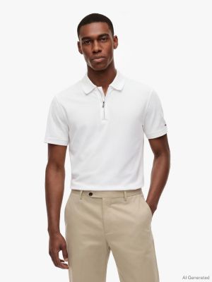 Regular Fit TH Performance Zip Polo, White