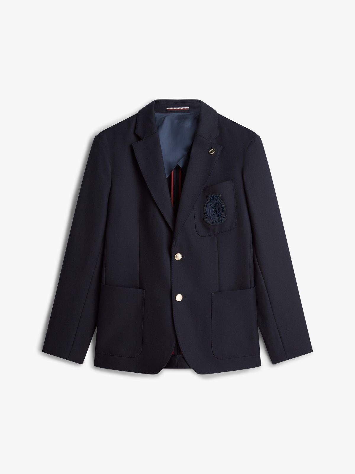 Crest Logo Wool Club Blazer — Navy