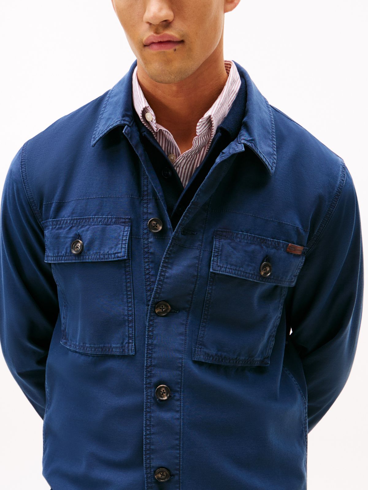 Garment-Dyed Utility Shirt Jacket — Navy