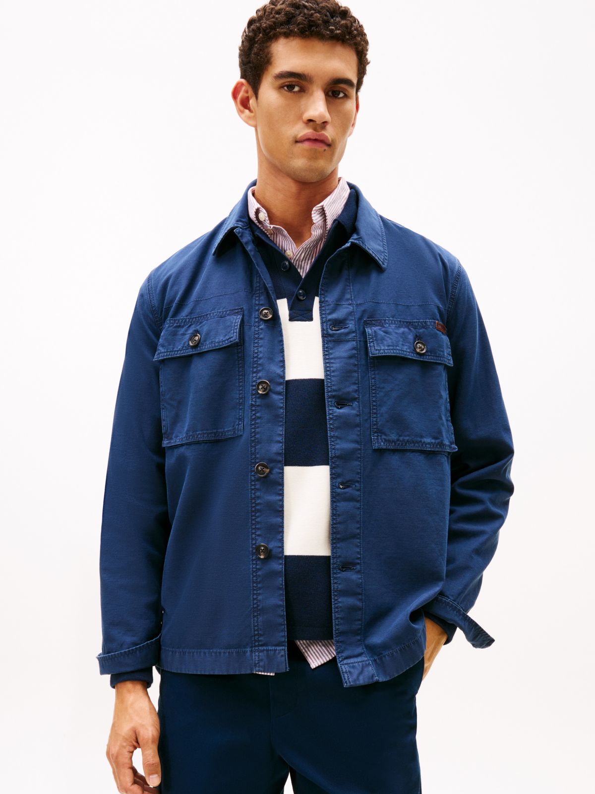 Garment-Dyed Utility Shirt Jacket — Navy