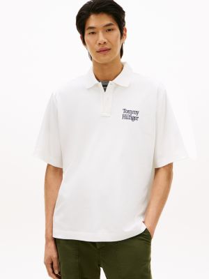 Oversized Fit Logo Interlock Polo, Ecru