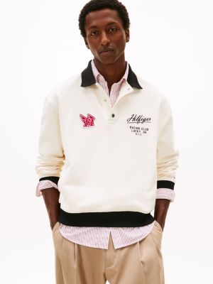 Hilfiger Racing Logo Rugby Sweatshirt, Ivory Petal