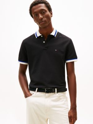 Regular Fit Contrast Collar & Cuff Polo, Black