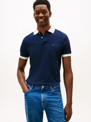 Regular Fit Contrast Collar & Cuff Polo, Dark Navy
