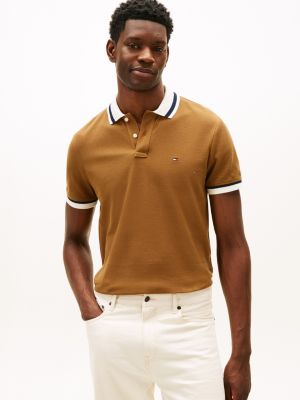 Regular Fit Contrast Collar & Cuff Polo, Highland Khaki