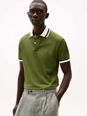 Regular Fit Contrast Collar & Cuff Polo, Mountain Pine