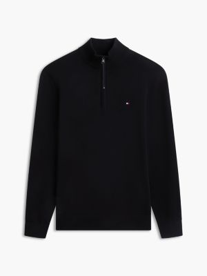 Classic Quarter-Zip Sweater, Black