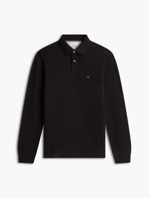 Regular Fit Long-Sleeve 1985 Pique Polo, Black