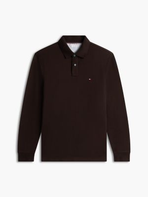 Regular Fit Long-Sleeve 1985 Pique Polo, Chocolate
