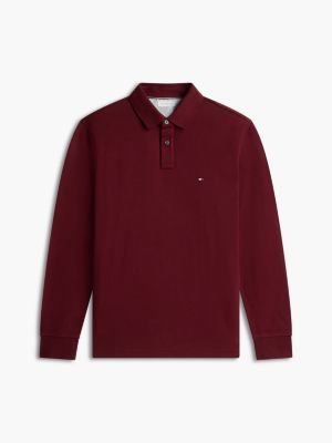 Regular Fit Long-Sleeve 1985 Pique Polo, Burgundy