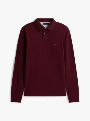 Regular Fit Long-Sleeve 1985 Pique Polo, Deep Burgundy
