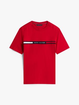 Hilfiger Chest Stripe T-Shirt, Medium Red