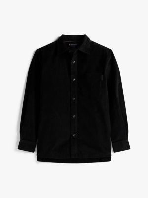 Relaxed Fit Corduroy Overshirt, Black