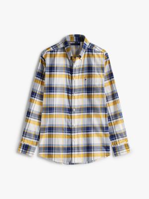 Regular Fit Big Check Print Shirt, Preppy Navy Check
