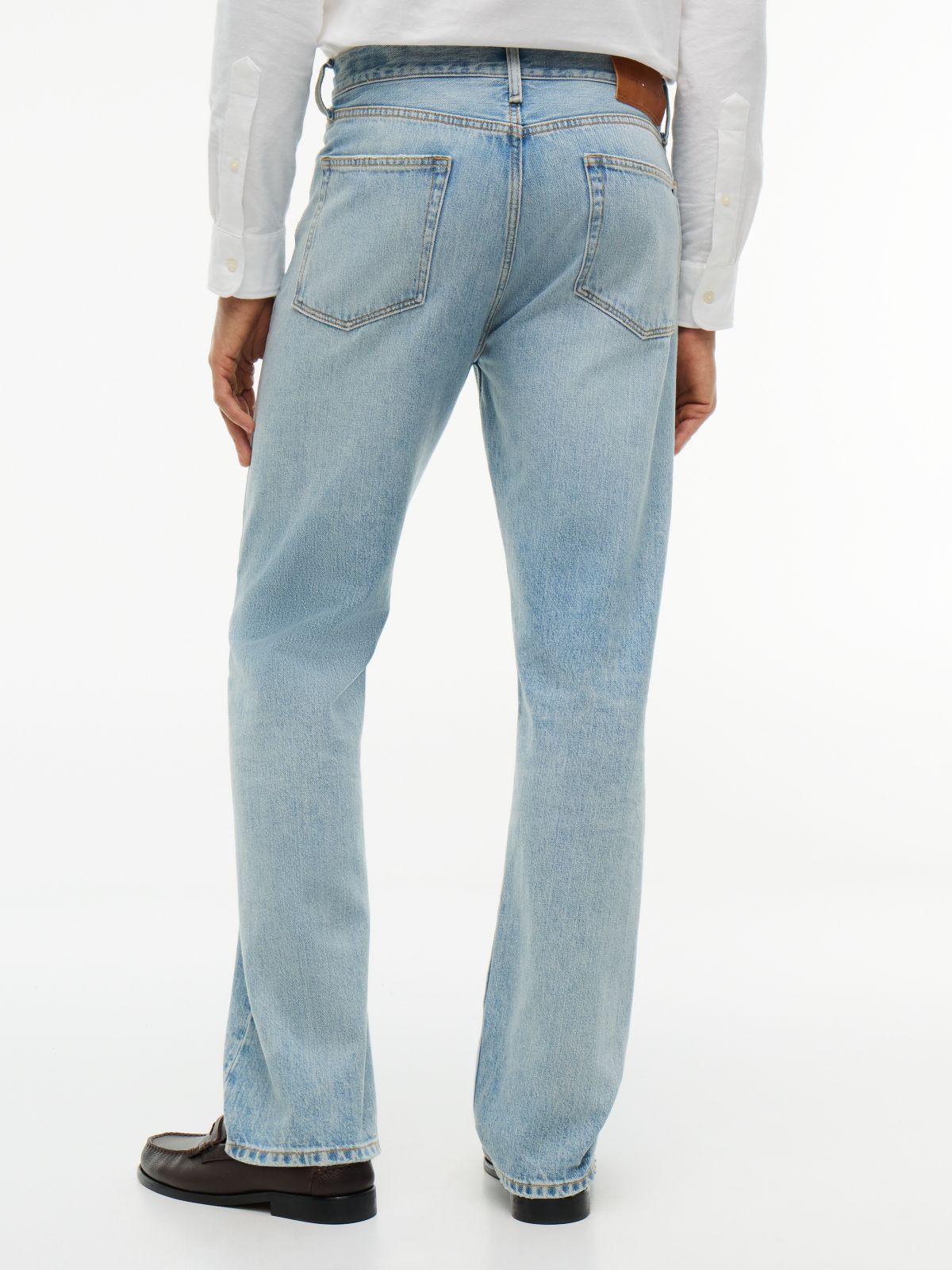 Distressed Regular Straight Jean — Light Wash Blue