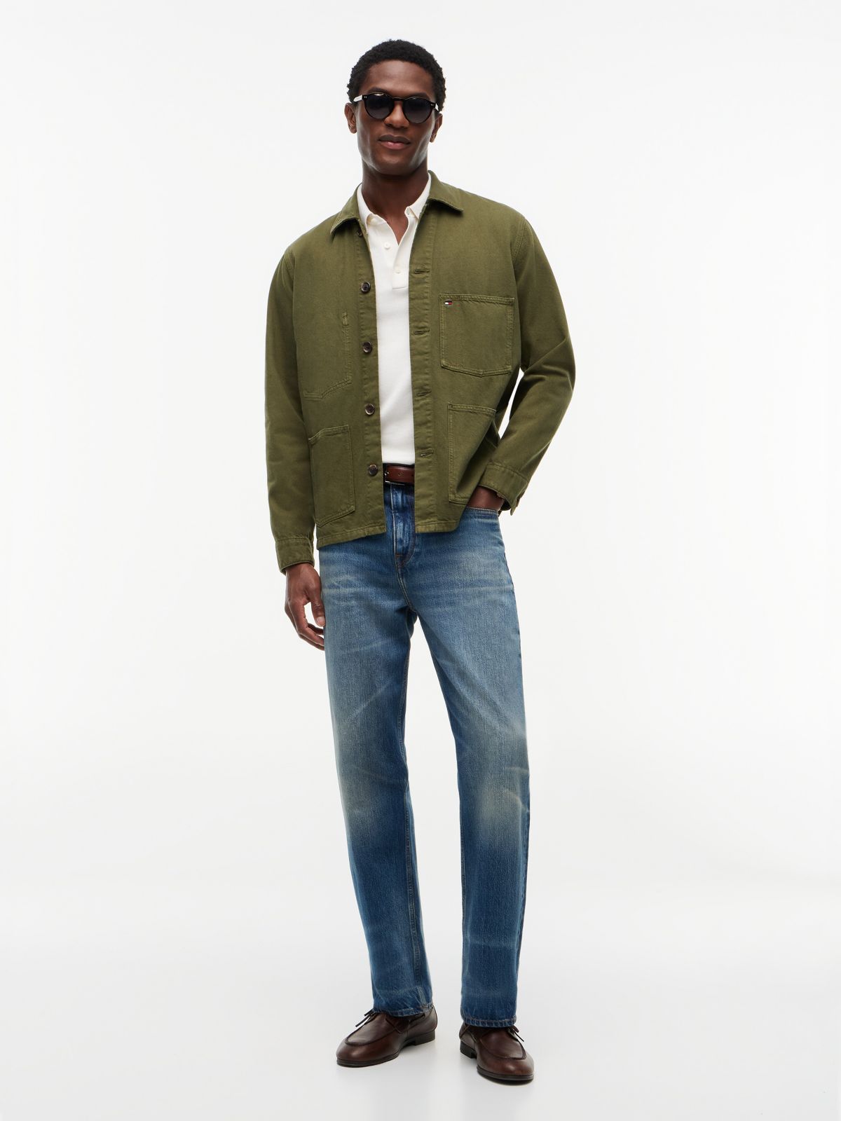 Garment-Dyed Denim Chore Jacket — Dark Artichoke