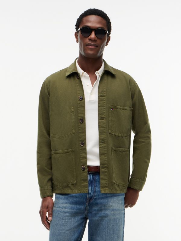 Garment-Dyed Denim Chore Jacket — Dark Artichoke