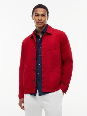 Garment-Dyed Denim Chore Jacket, Medium Red