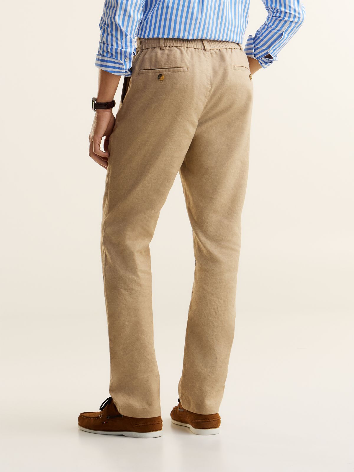 Linen-Blend Straight Chino — Batique Khaki