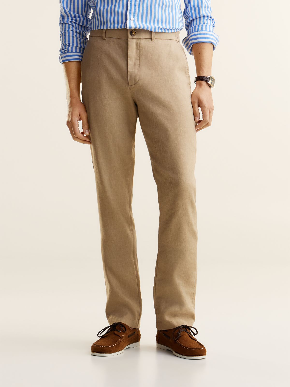 Linen-Blend Straight Chino — Batique Khaki