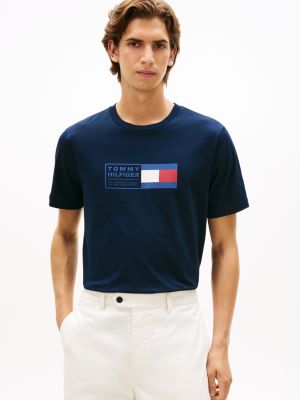 Flag Box Logo T-Shirt, Navy