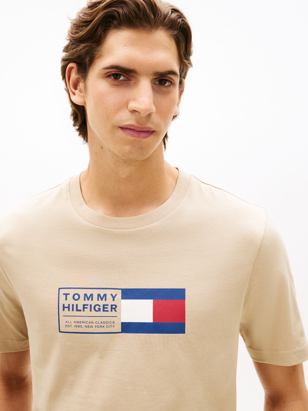 Flag Box Logo T-Shirt — Sandalwood