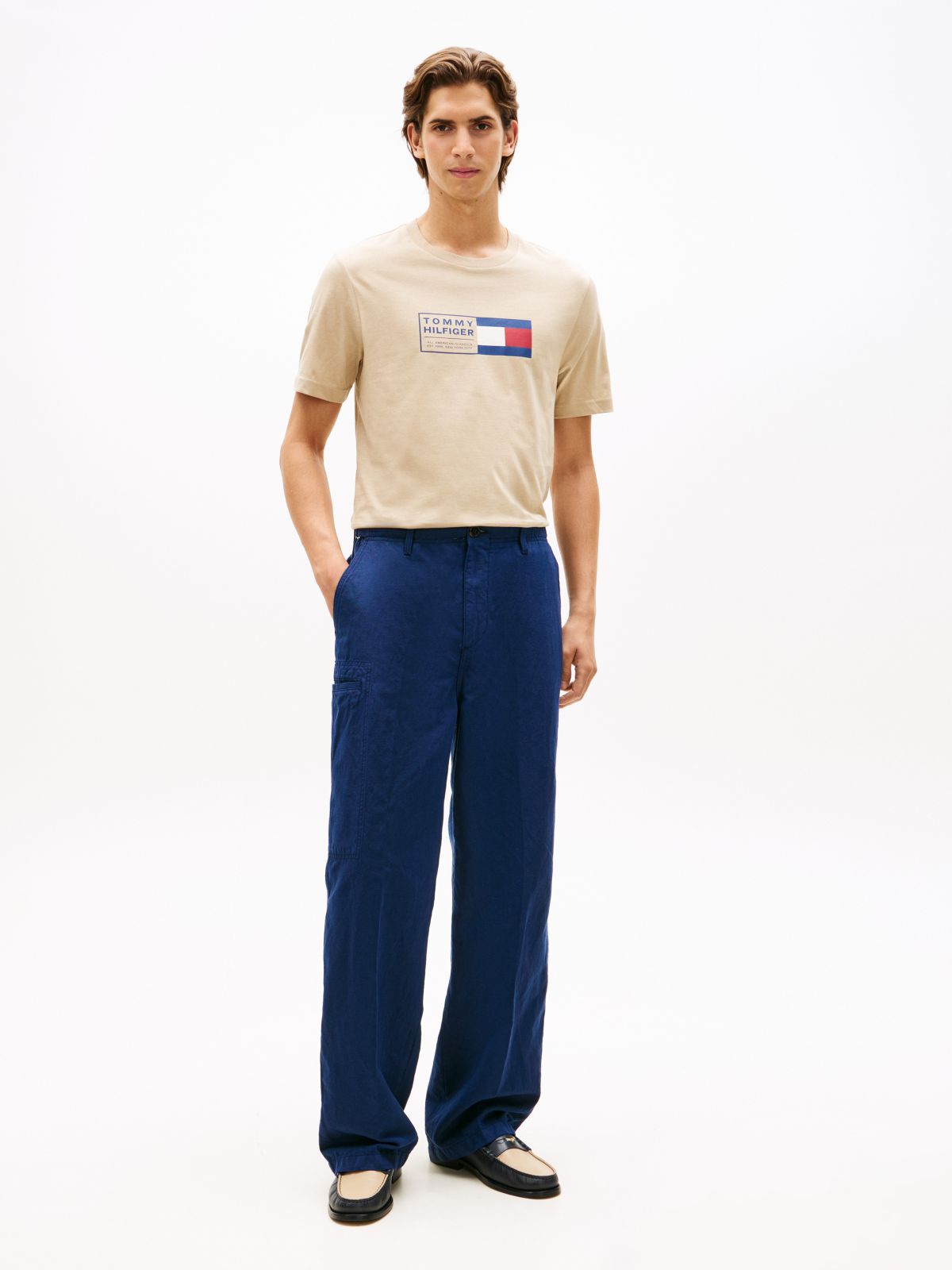 Flag Box Logo T-Shirt — Sandalwood