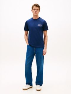 Back Logo Graphic Slub Cotton T-Shirt — Light Navy 2
