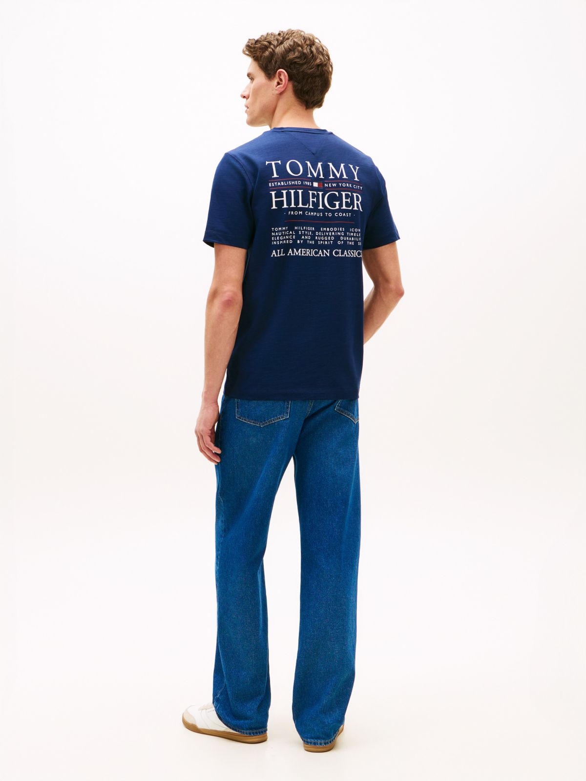 Back Logo Graphic Slub Cotton T-Shirt — Light Navy