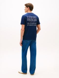 Back Logo Graphic Slub Cotton T-Shirt — Light Navy 4