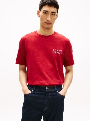 Back Logo Graphic Slub Cotton T-Shirt, Regatta Red
