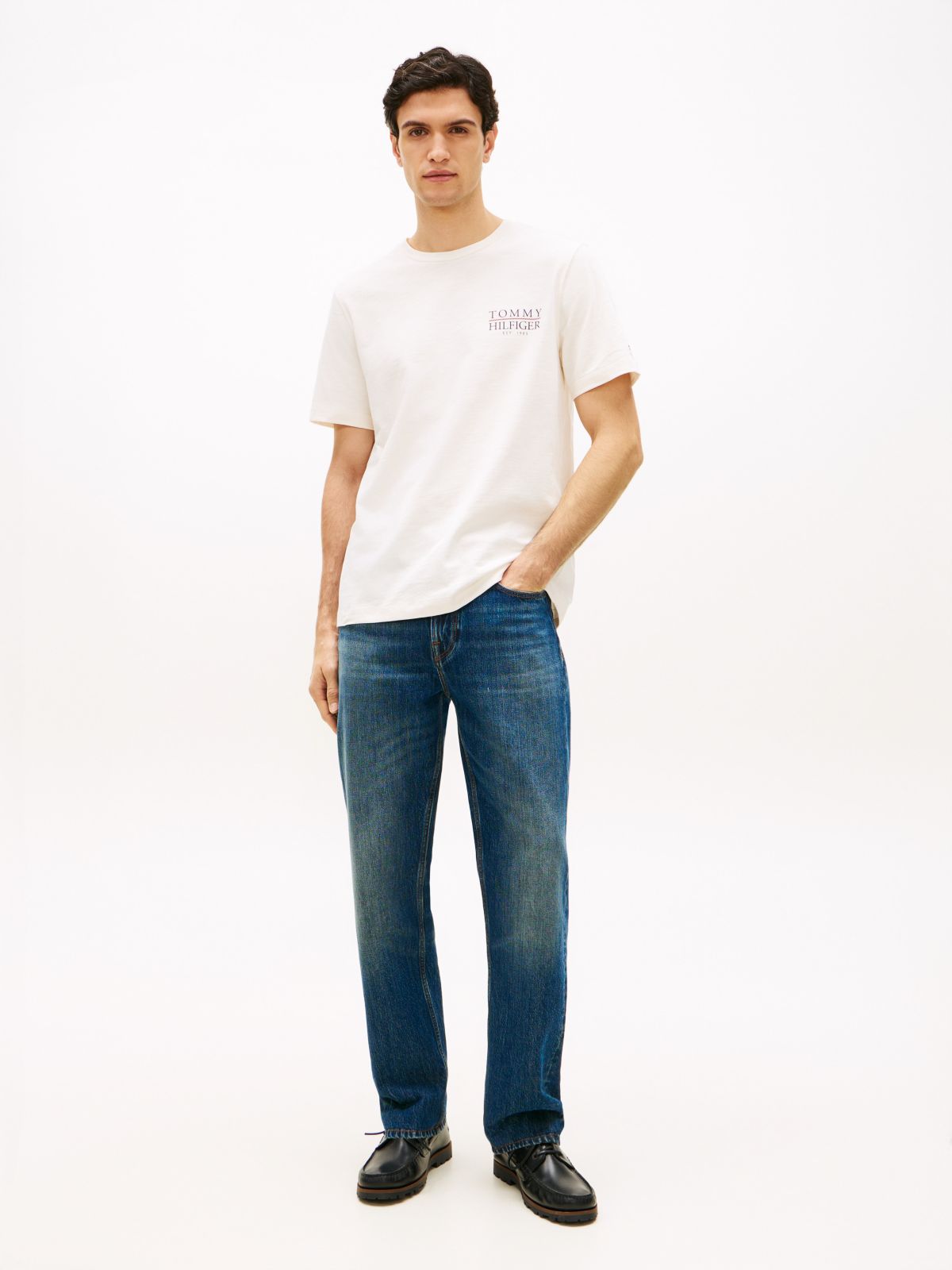 Back Logo Graphic Slub Cotton T-Shirt — Ivory Petal