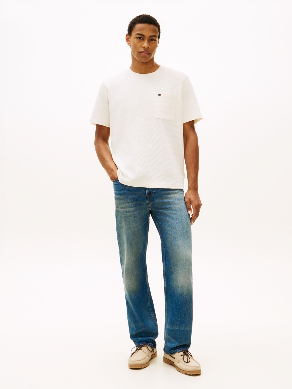 Mesh Jersey Pocket T-Shirt — Ivory Petal
