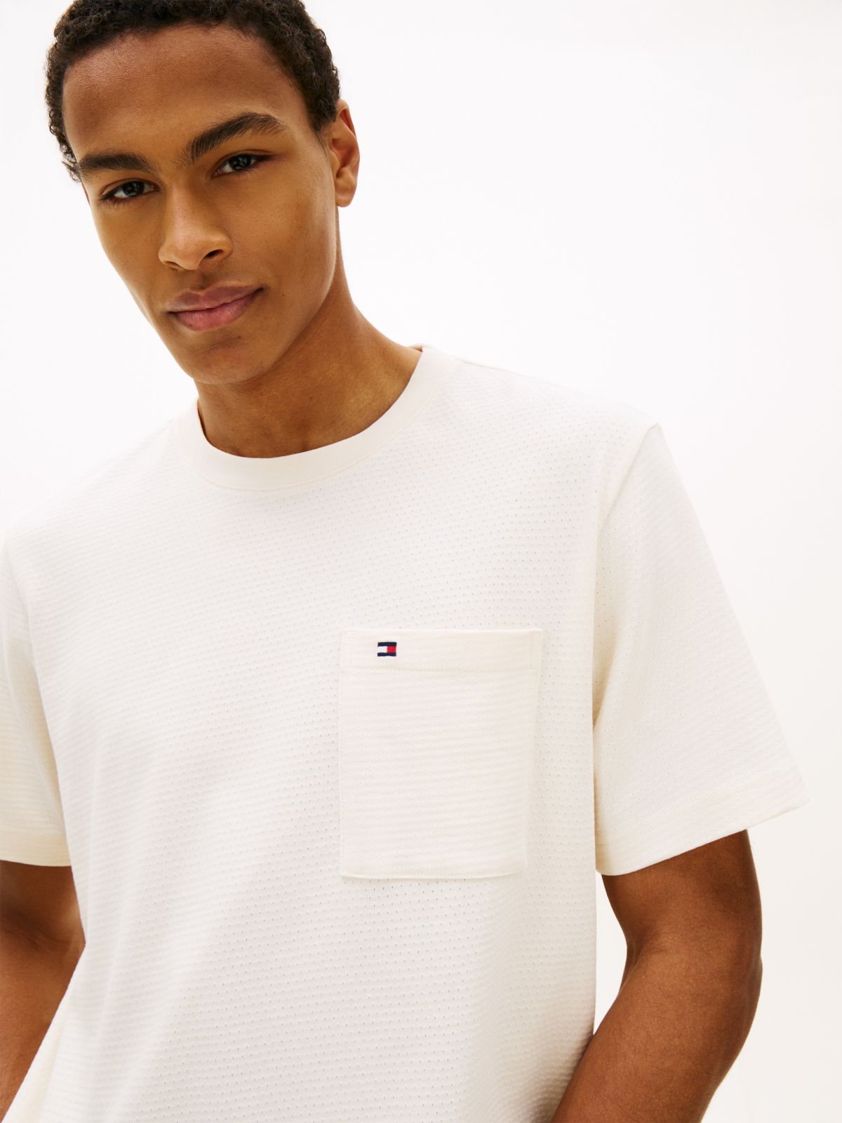 Mesh Jersey Pocket T-Shirt — Ivory Petal