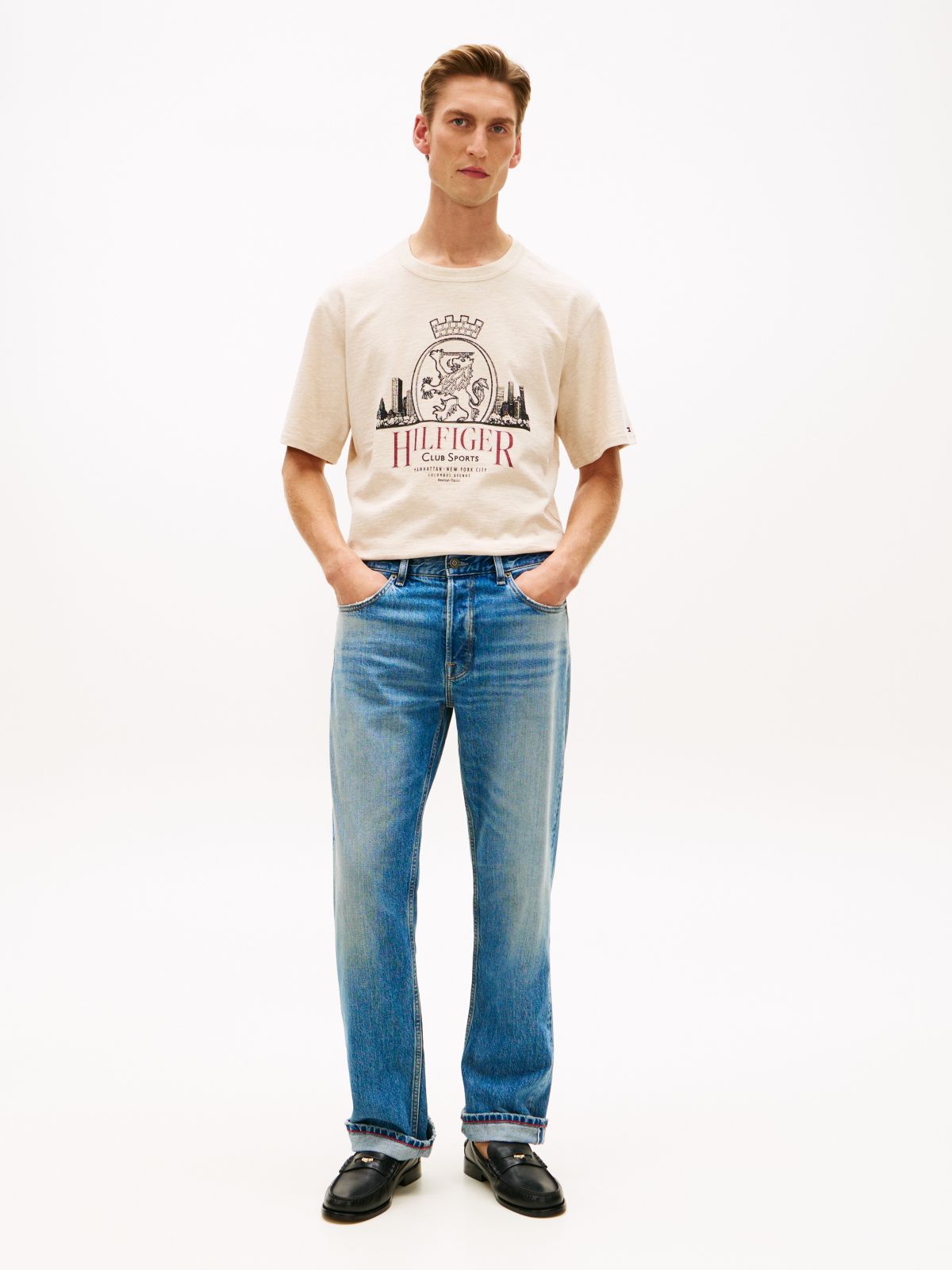Hilfiger Crest Graphic Slub T-Shirt — Heathered Oatmilk