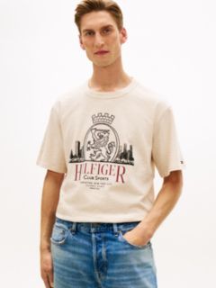 Hilfiger Crest Graphic Slub T-Shirt — Heathered Oatmilk 1