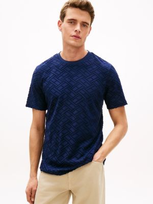 Allover Flag Logo Jacquard T-Shirt, Navy