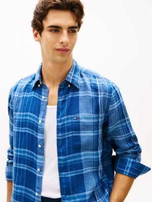 Мужские рубашки Tommy Hilfiger Regular Fit Madras Check Linen Shirt — фото 2