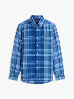 Regular Fit Madras Check Linen Shirt — Brisk Blue Check 5