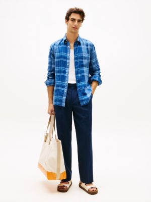 Мужские рубашки Tommy Hilfiger Regular Fit Madras Check Linen Shirt — фото 3
