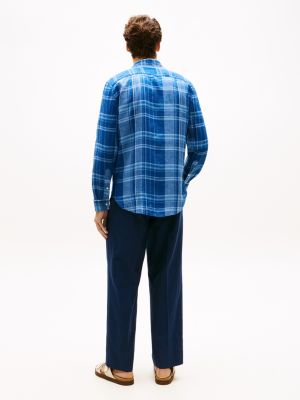 Мужские рубашки Tommy Hilfiger Regular Fit Madras Check Linen Shirt — фото 4